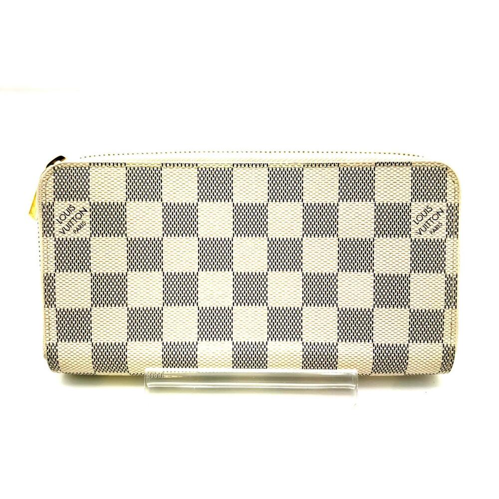 LOUIS VUITTON Zippy Wallet Damier Azur White Accessories Long Canvas White